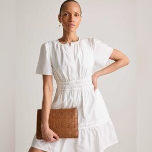 Quince Organic Cotton Tiered Mini Dress White  Sz XS NEW